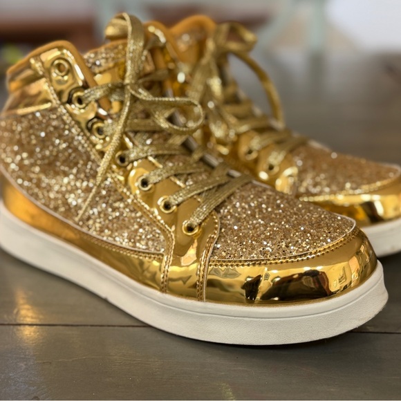Gold Glitter High-Top Sneakers - Picture 2 of 5